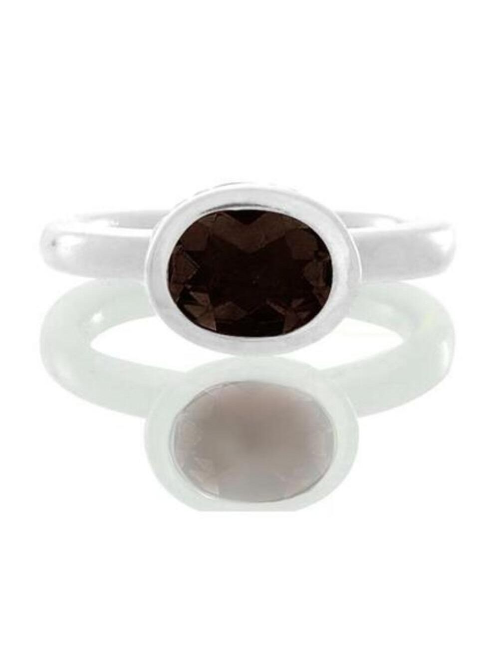 Philip Andre Sterling Silver 8 x 6 oval Genuine Garnet Ring size 7